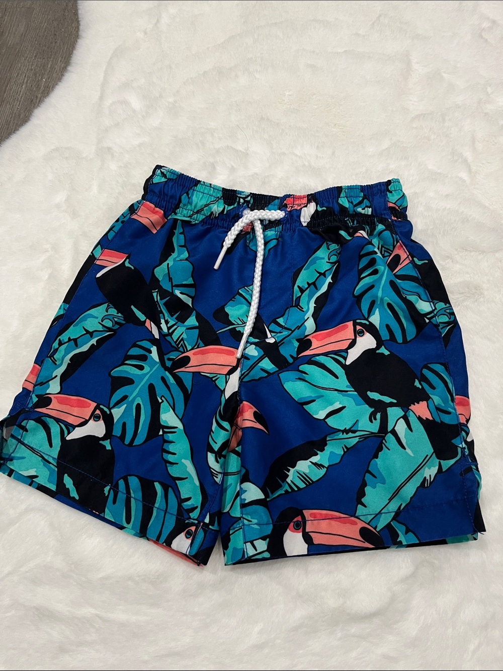 Place Blue Toucan & Tropical Leaf Swim Trunks
